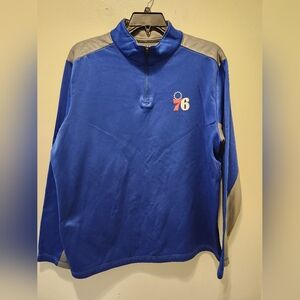 Philadelphia 76ers Mens Pullover 1/4 Zip Sweatshirt Blue NBA Antigua XL